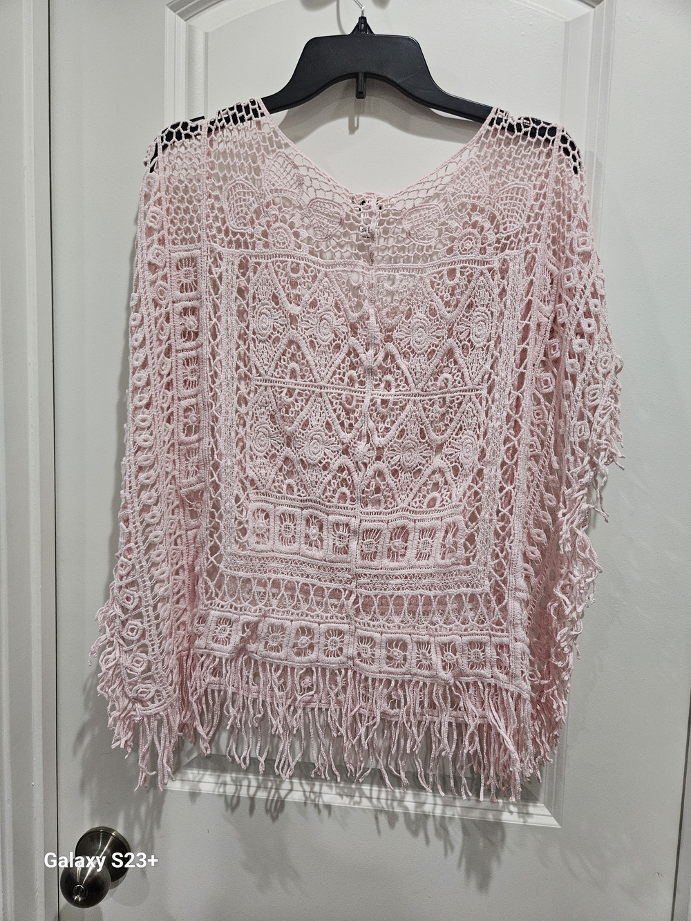 Cato Light Pink Crochet Fringe Sweater - Picture 5 of 6